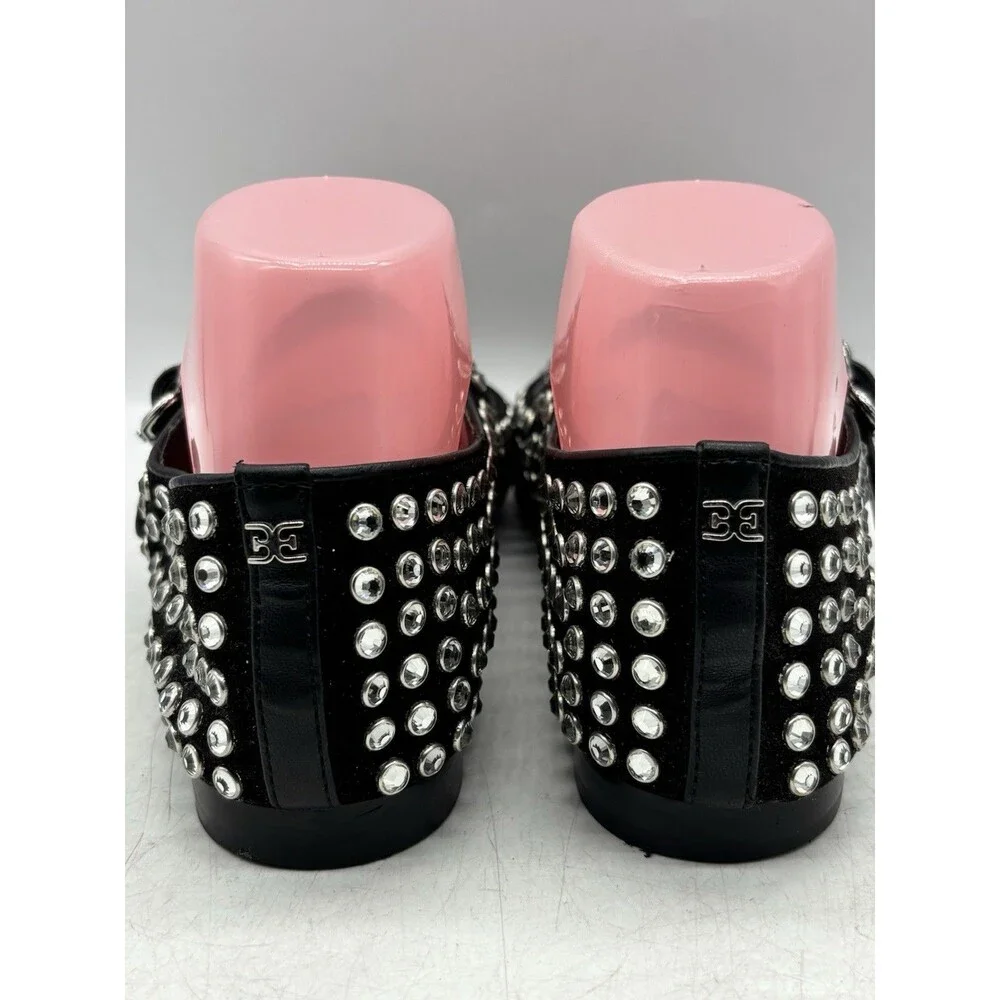 Sam Edelman Michaela Gem Mary Jane Flats Womens Size 8 Black Studded